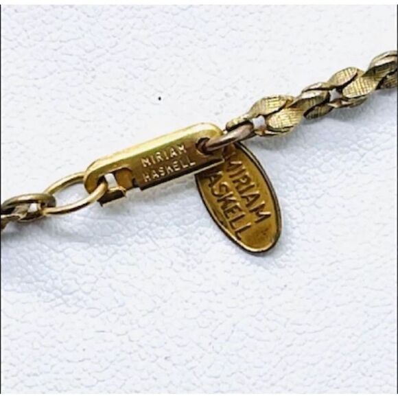 Miriam Haskell Vintage Jeweled Cross Pendant & Necklace - Picture 3 of 7